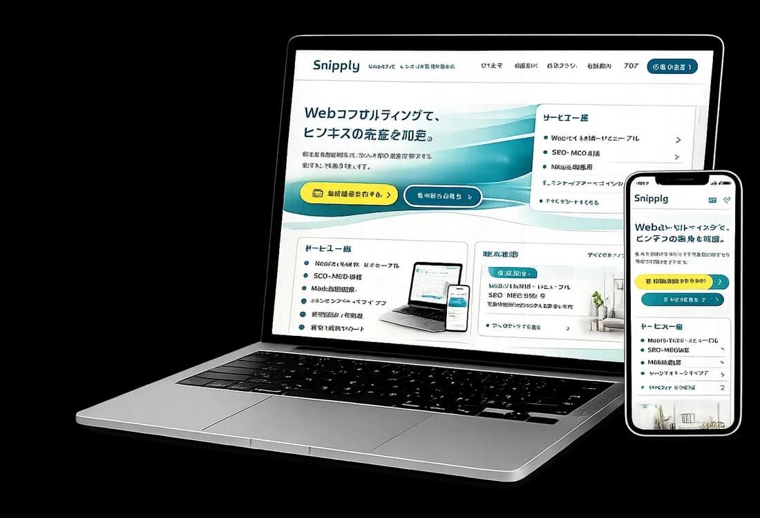 Snippy が制作したWebサイトのPC・スマホ表示例